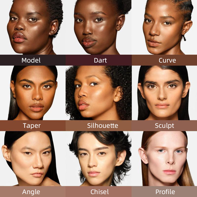 SHAPING DUO - Contour Stick & Sculpting Brush Set with 9 Shadow-Inducing Tones For Precision and Versatility
